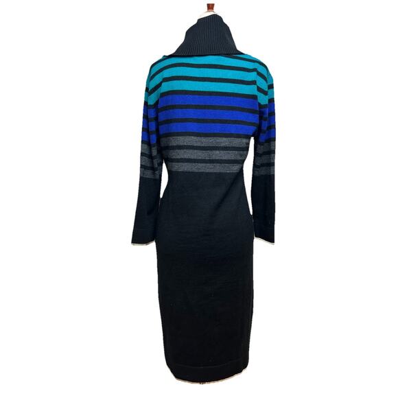 Vintage Y2K Connected Womens Striped Sweater Dress Size M Cowl Neck Goth Grunge - Picture 5 of 10